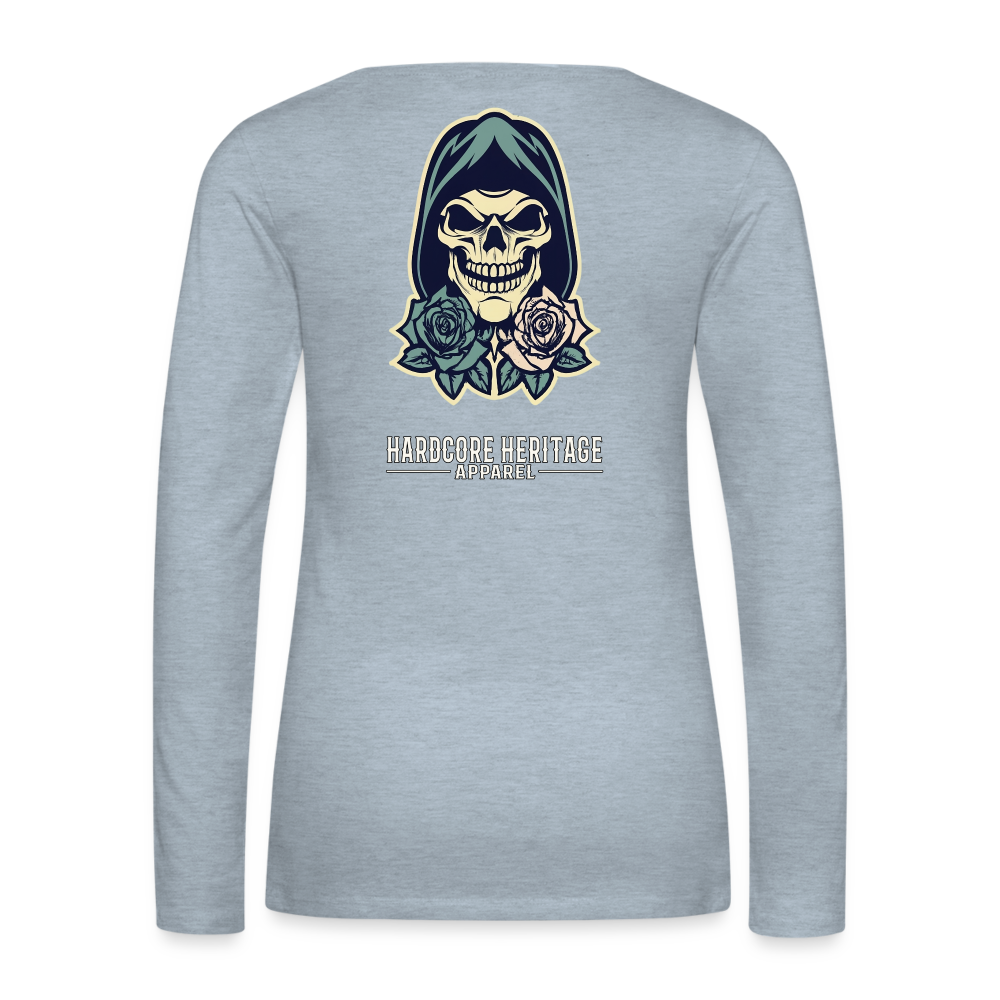 American Traditional Reaper Women's Long Sleeve Tee - heather ice blue