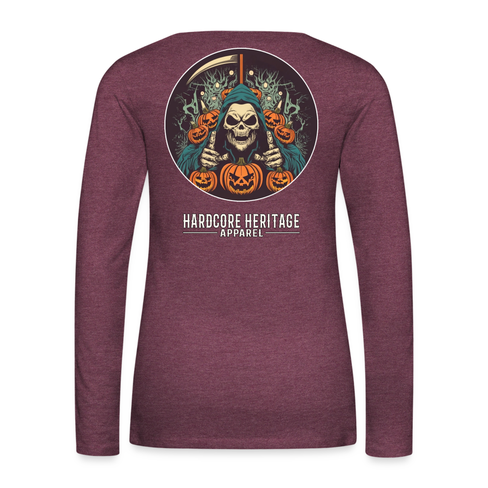 Jack-O-Reaper Women's Long Sleeve Tee - heather burgundy