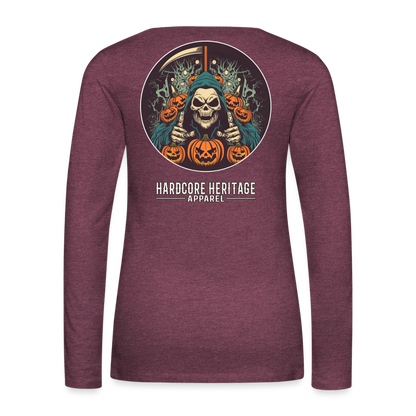 Jack-O-Reaper Women's Long Sleeve Tee - heather burgundy