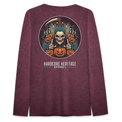 Jack-O-Reaper Women's Long Sleeve Tee - heather burgundy