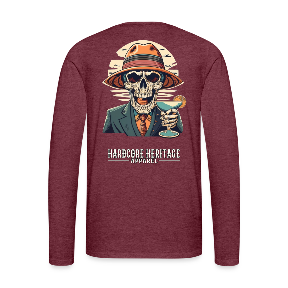 Happy Hour Long Sleeve Tee - heather burgundy