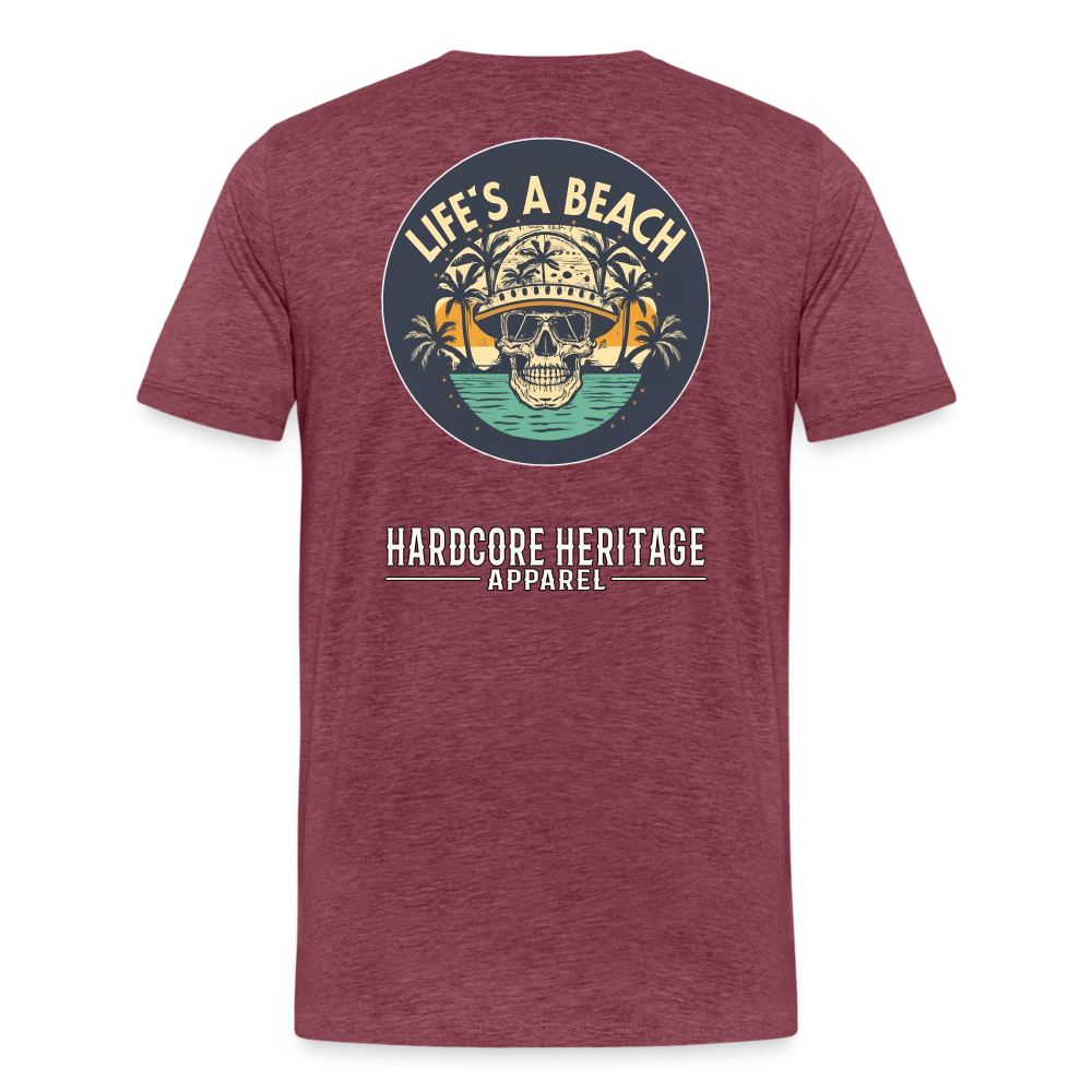 Life's a Beach Tee - heather burgundy