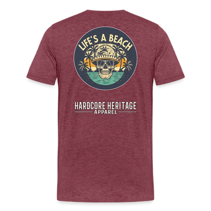 Life's a Beach Tee - heather burgundy