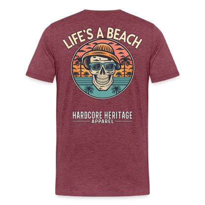 Life's a Beach v2 Tee - heather burgundy