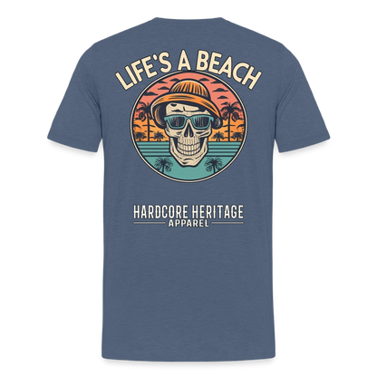 Life's a Beach v2 Tee - heather blue